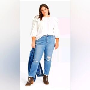 Universal Thread Jeans Plus Size High-rise Distressed Women Straight Cropped 18w